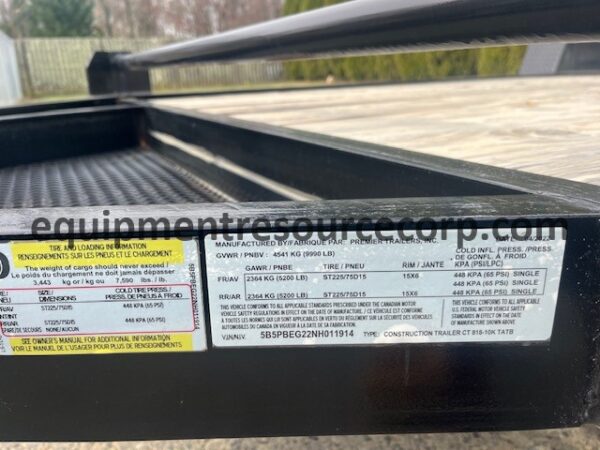 2022 Premier 18' Equipment Trailer- $6,150.00 - Image 10