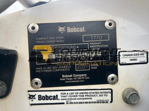 2021 Bobcat T770 Skid Steer-$43,500.00 - Image 12