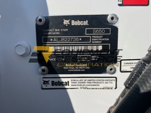 2018 Bobcat S650 Skid Steer-$32,500.00 - Image 7