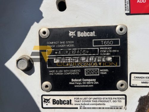 2020 Bobcat T650 Skid Steer-$32,500.00 - Image 12